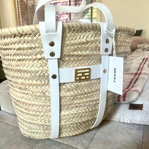 NWT FRAME Straw Tote- natural and OFF white SOLD OUT EVERYWHERE